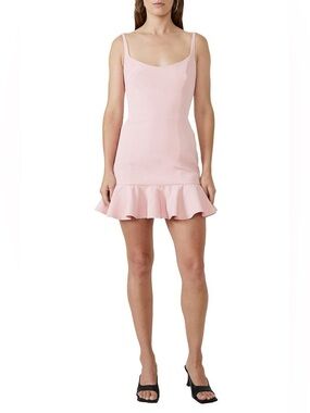 Bardot Gigi Ruffle Hem Fit and Flare Mini Dress Blossom Pink NWT Size 6